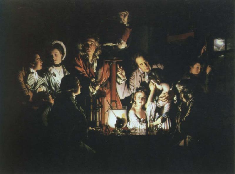 Joseph Wright experiment with a bird in an air pump